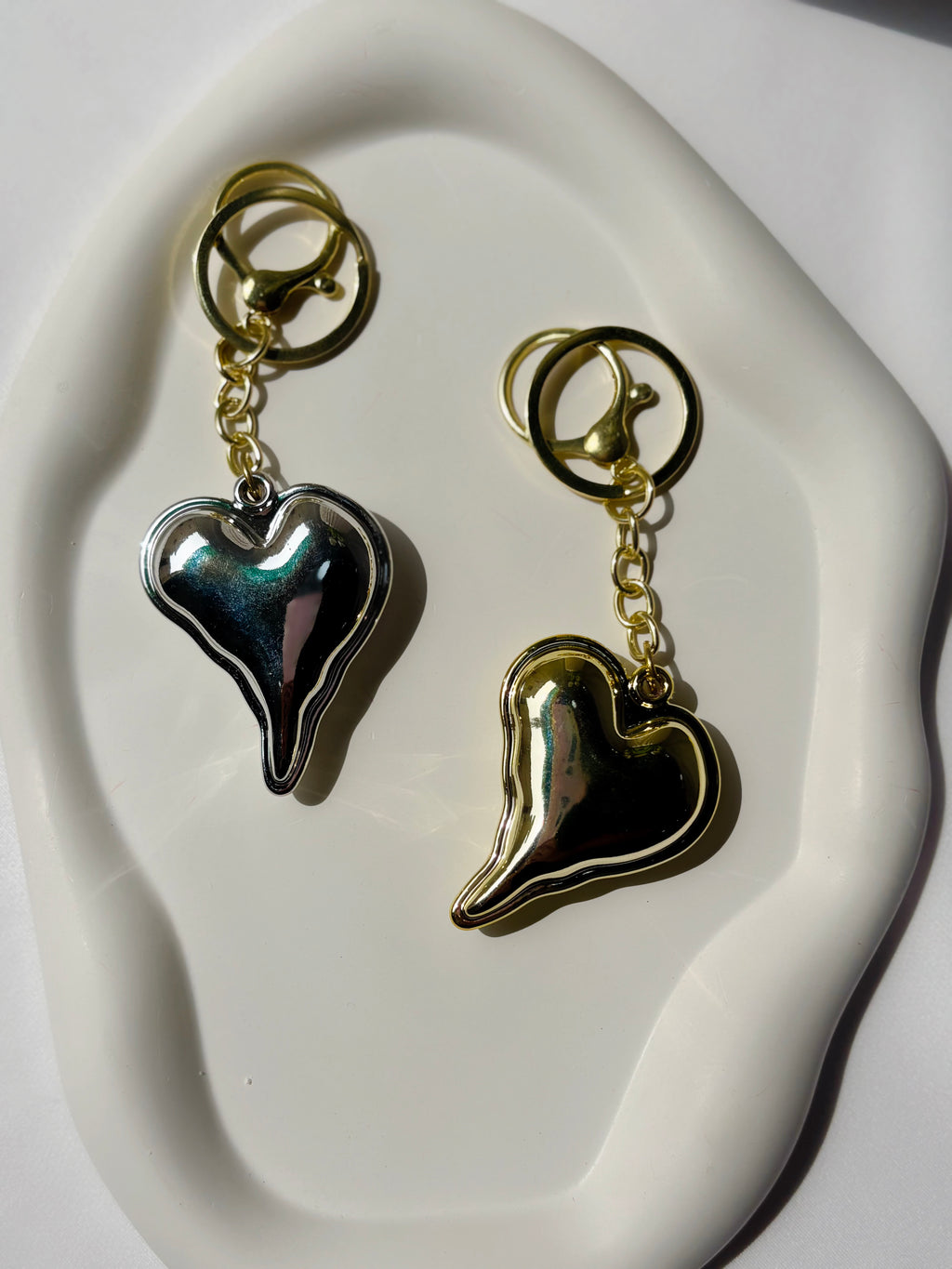 Metallic Heart Bag Charm