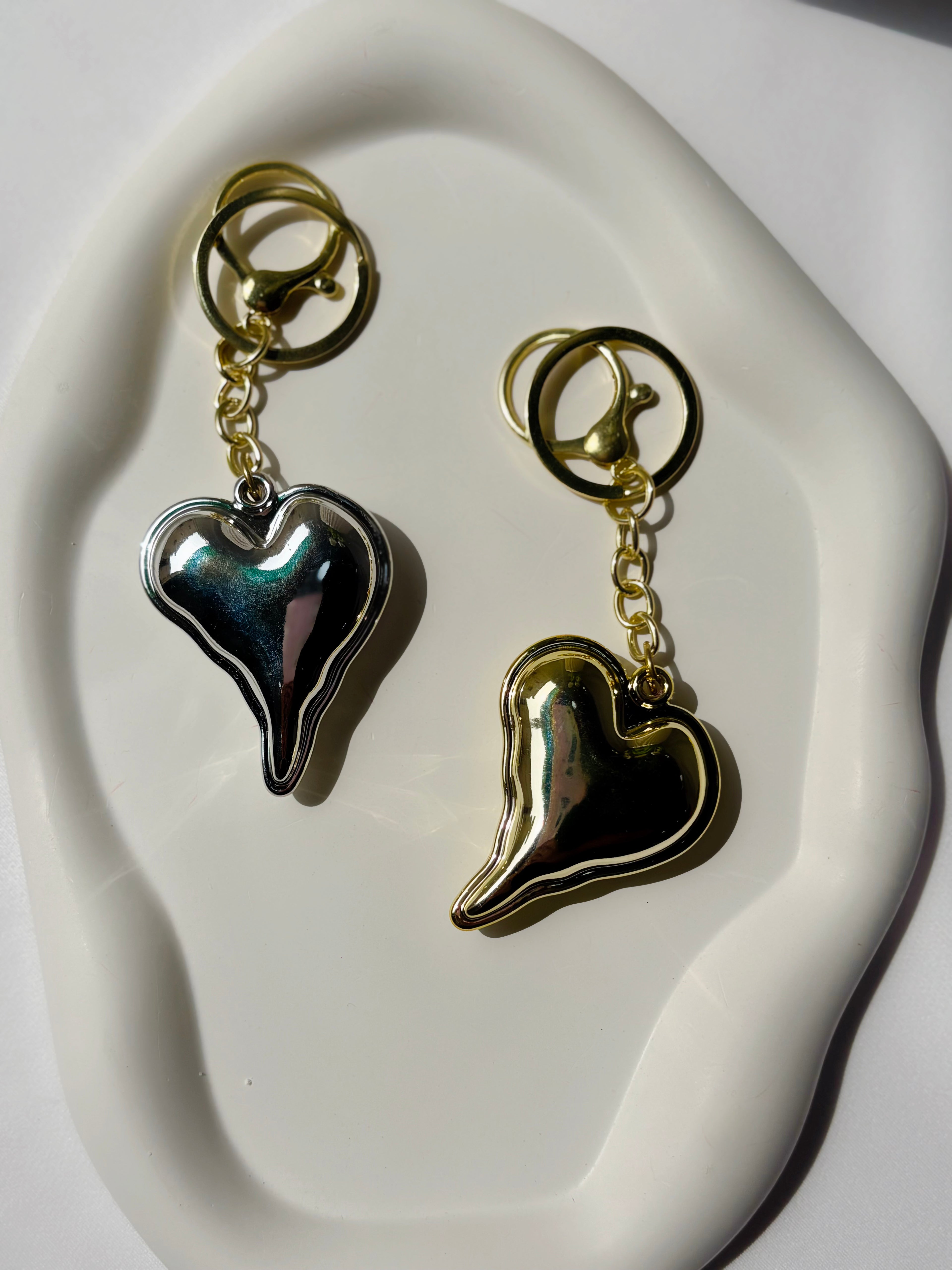Metallic Heart Bag Charm