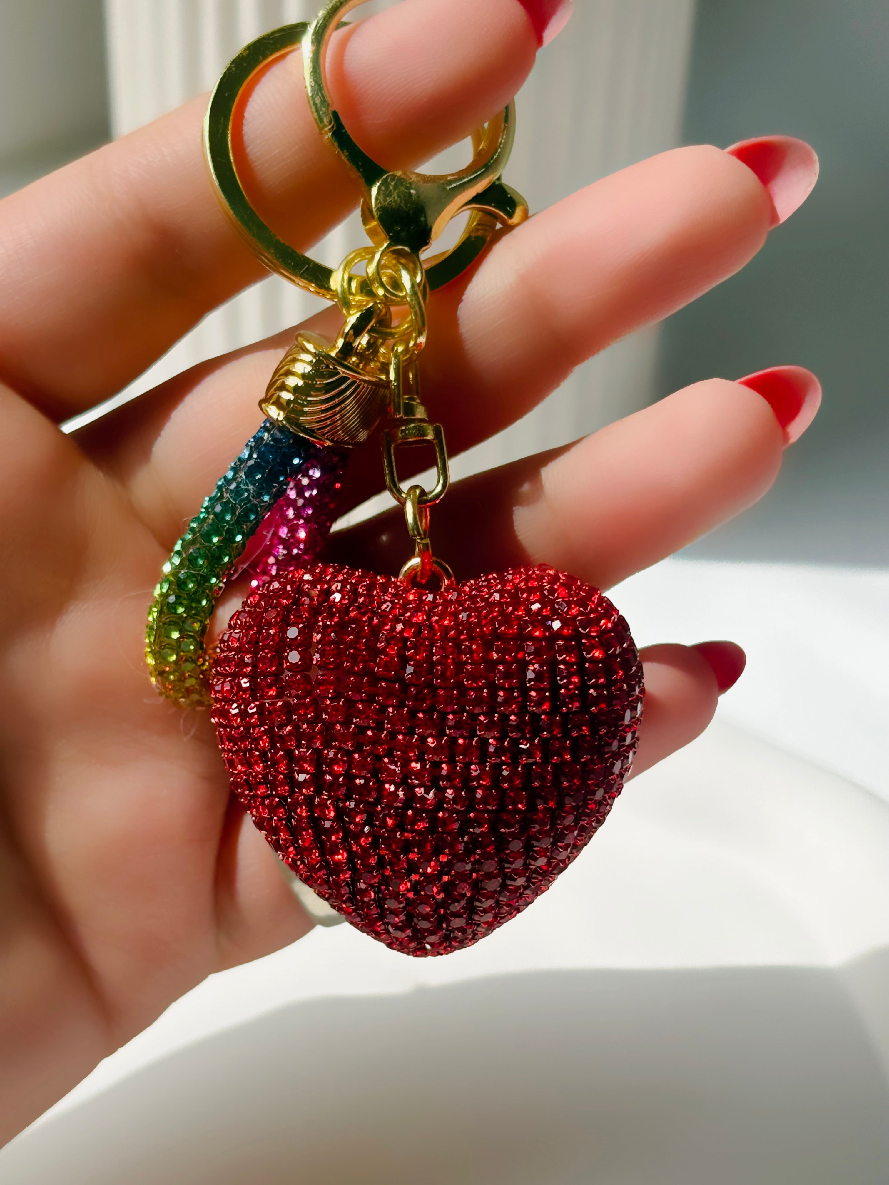 Crystal Heart Bag Charm