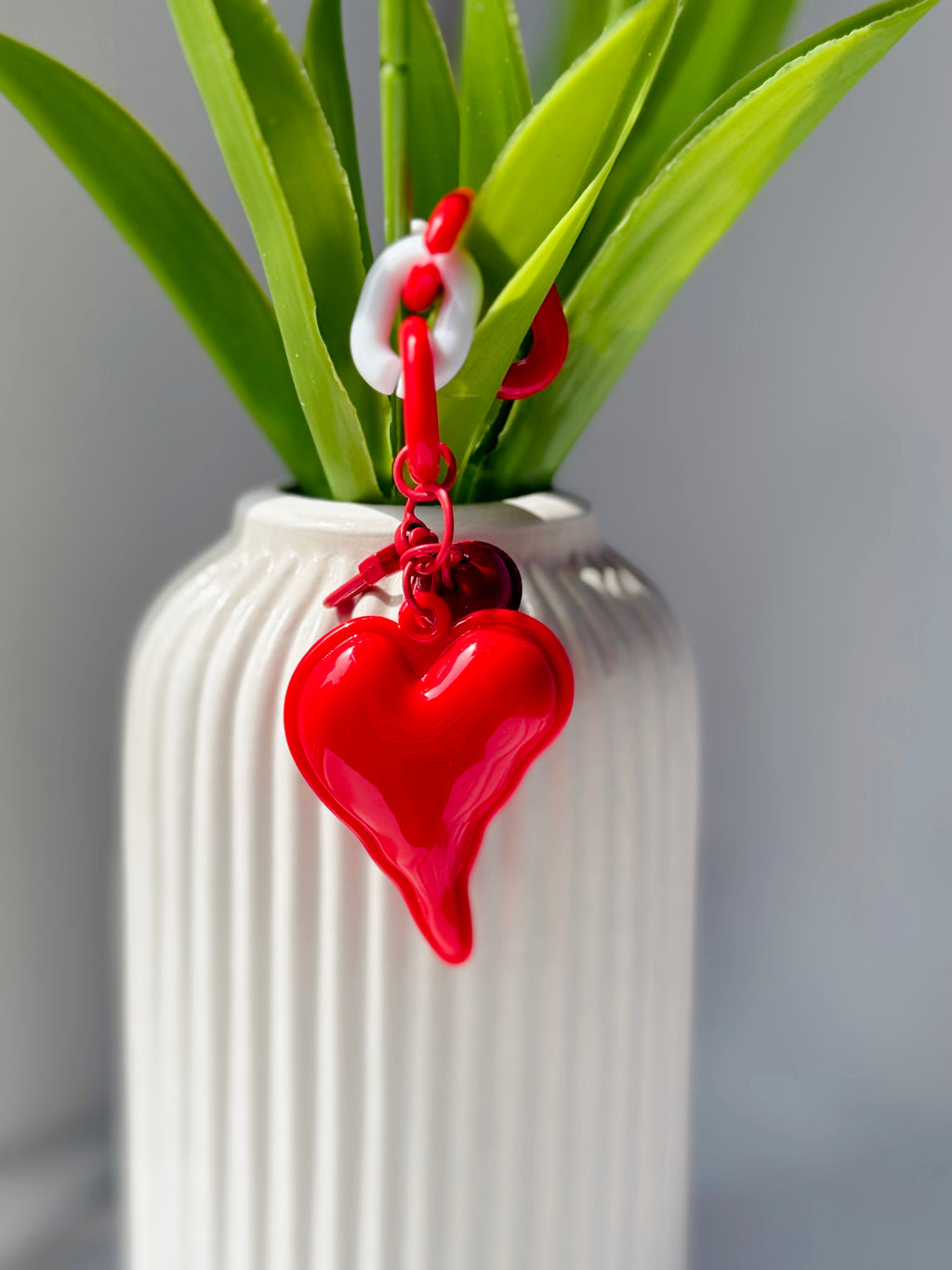 Red Heart Bell Bag Charm