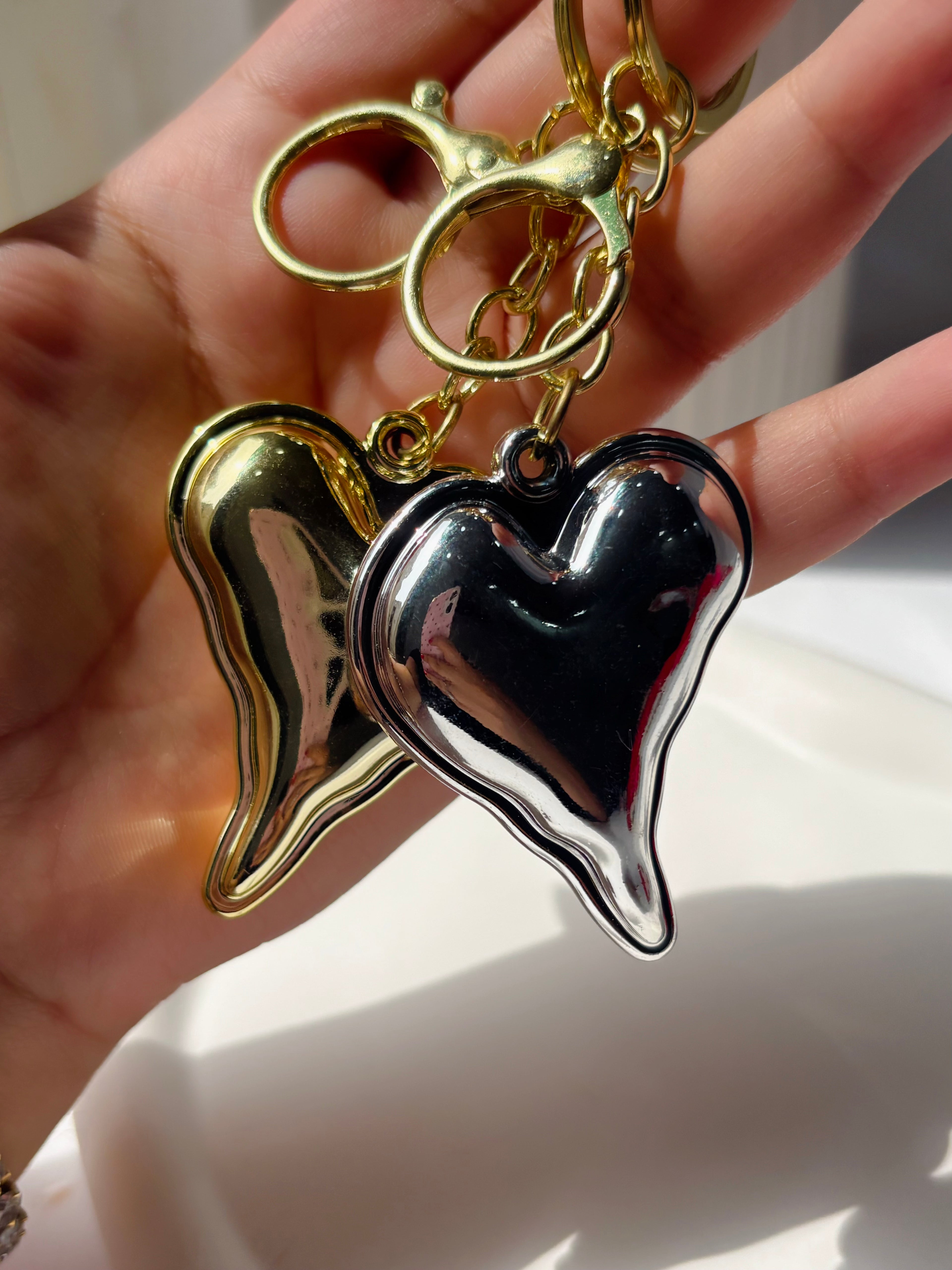 Metallic Heart Bag Charm