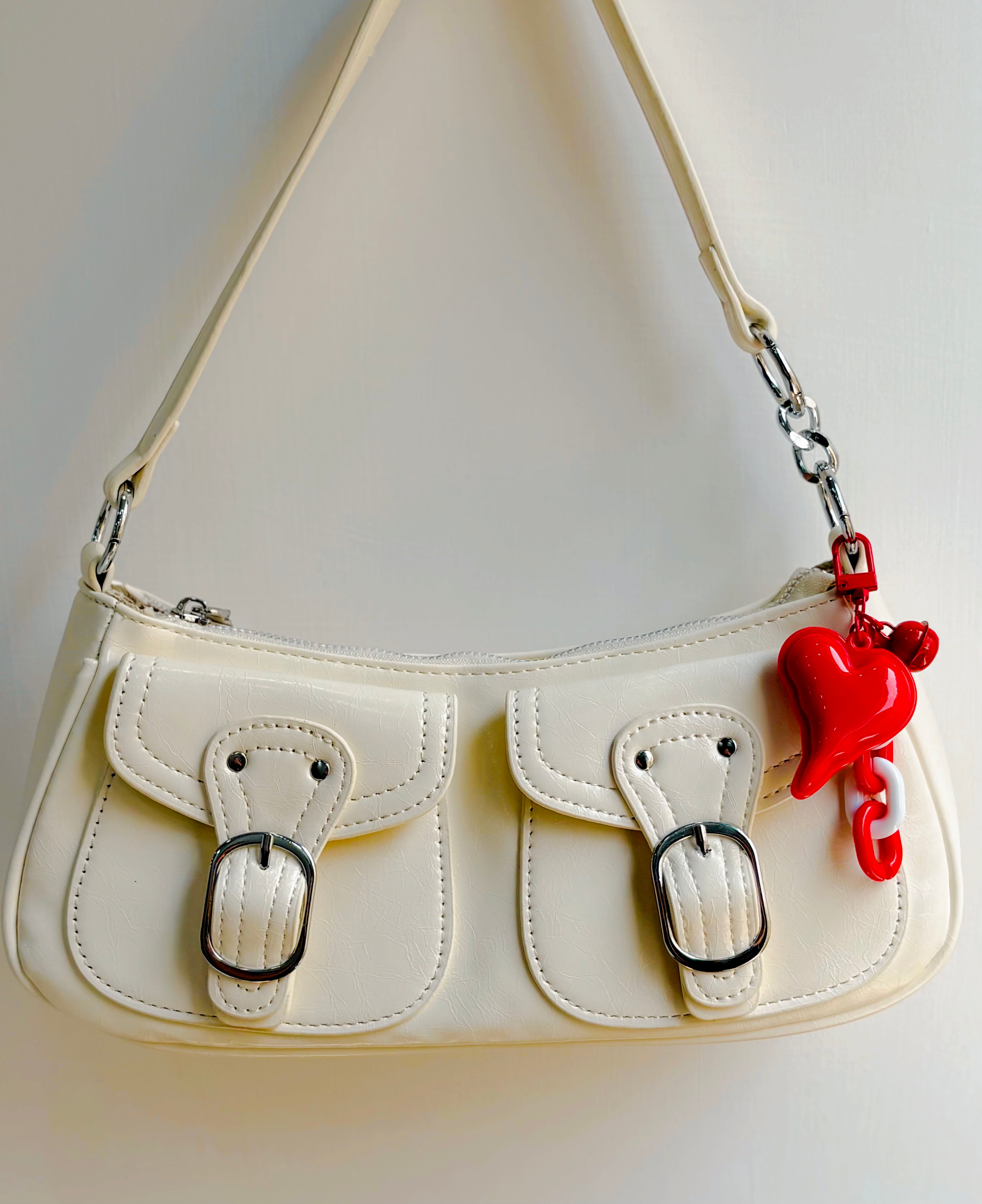 Red Heart Bell Bag Charm